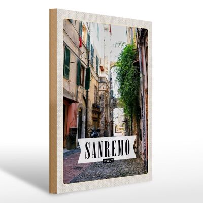 Cartello in legno da viaggio 30x40cm Sanremo Italia vista architettura