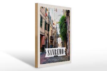 Panneau en bois voyage 30x40cm Sanremo Italie vue architecture 1
