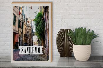 Panneau en bois voyage 30x40cm Sanremo Italie vue architecture 3