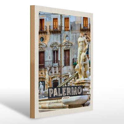 Holzschild Reise 30x40cm Palermo Italien Skulptur Altstadt