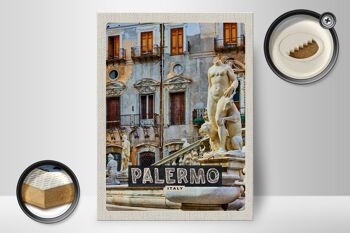 Panneau en bois voyage 30x40cm Palerme Italie sculpture vieille ville 2
