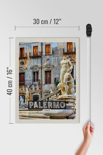 Panneau en bois voyage 30x40cm Palerme Italie sculpture vieille ville 4