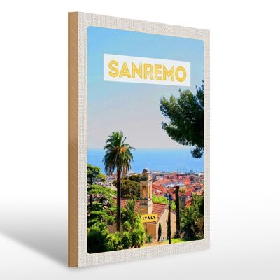 Cartello in legno viaggio 30x40cm Sanremo Italia viaggio sole estate