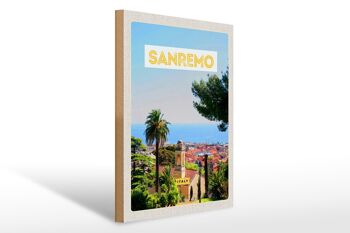 Panneau en bois voyage 30x40cm Sanremo Italie voyage soleil été 1