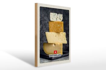 Panneau en bois voyage 30x40cm Suisse Berne fromage type Emmentaler 1