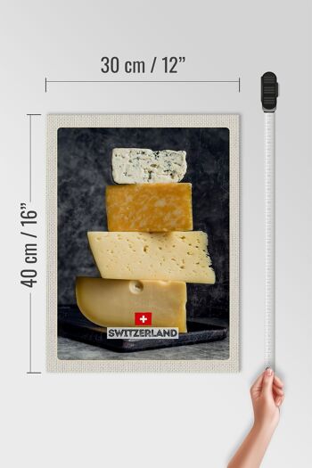Panneau en bois voyage 30x40cm Suisse Berne fromage type Emmentaler 4