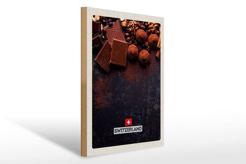 Holzschild Reise 30x40cm Schweiz Bern Schokolade süß