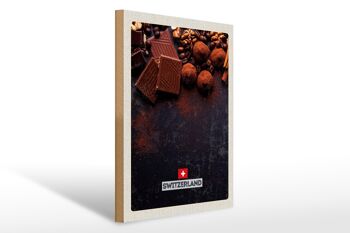 Panneau en bois voyage 30x40cm Suisse Berne chocolat sucré 1
