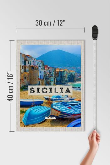 Panneau en bois voyage 30x40cm Sicile Italie Europe vacances 4