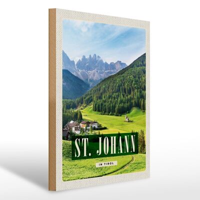 Cartello in legno da viaggio 30x40cm pz. Gita estiva in montagna a Johann in Tirol