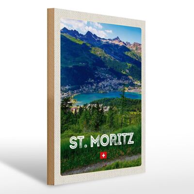 Cartello in legno da viaggio 30x40cm pz. Moritz Austria Ausblich Viaggio