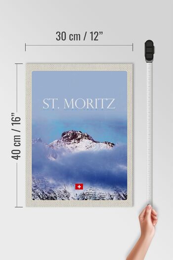 Panneau en bois voyage 30x40cm pcs. Vue de Moritz sur le sommet de la montagne 4