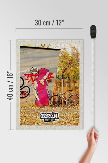 Panneau en bois voyage 30x40cm Berlin street art art peinture rose 4