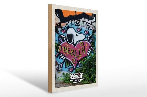 Holzschild Reise 30x40cm Berlin Liebe Graffiti Kunst Street Art