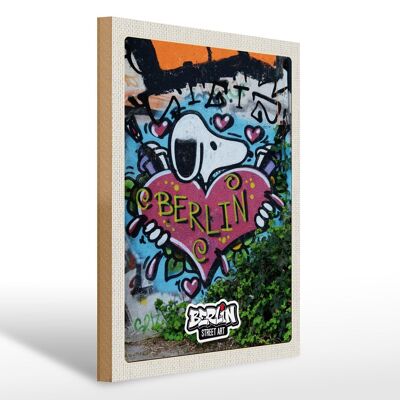 Holzschild Reise 30x40cm Berlin Liebe Graffiti Kunst Street Art