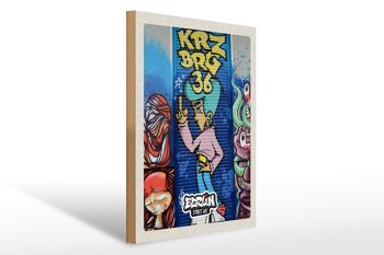 Panneau en bois voyage 30x40cm Berlin Kreuzberg Graffiti 36 oeuvre 1