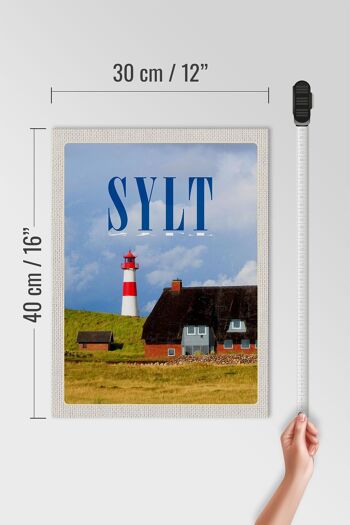 Panneau en bois Voyage 30x40cm Sylt maisons toit en mousse phare 4