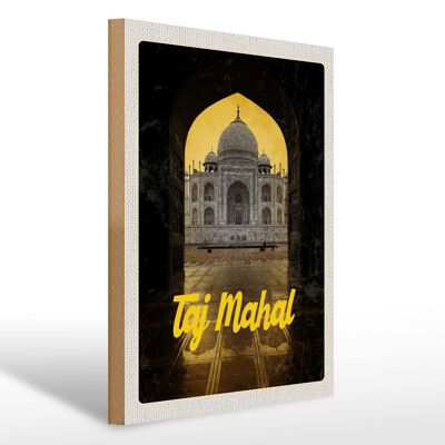 Cartello in legno da viaggio 30x40 cm India Tomba Taj Mahal