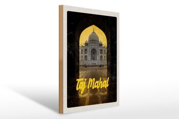 Panneau en bois voyage 30x40cm Inde Tombeau du Taj Mahal 1