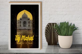 Panneau en bois voyage 30x40cm Inde Tombeau du Taj Mahal 3