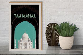 Panneau en bois voyage 30x40cm Inde Asie Culture Taj Mahal 3