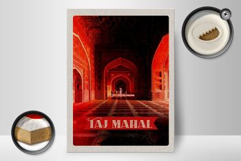 Panneau en bois voyage 30x40cm Inde Taj Mahal intérieur couloir 2