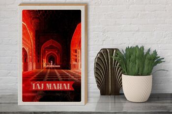 Panneau en bois voyage 30x40cm Inde Taj Mahal intérieur couloir 3
