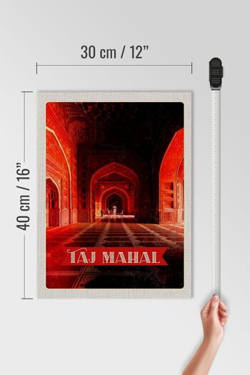 Panneau en bois voyage 30x40cm Inde Taj Mahal intérieur couloir 4