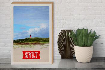 Panneau en bois voyage 30x40cm Île de Sylt Allemagne dunes 3