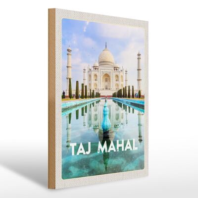 Cartello in legno da viaggio 30x40 cm India Front Garden Taj Mahal