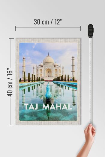 Panneau en bois voyage 30x40cm Inde devant jardin Taj Mahal 4