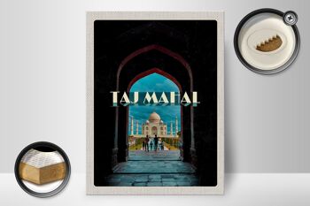 Panneau en bois voyage 30x40cm Inde Taj Mahal people 2