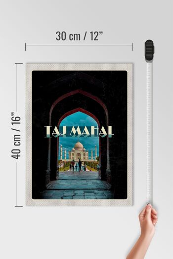 Panneau en bois voyage 30x40cm Inde Taj Mahal people 4