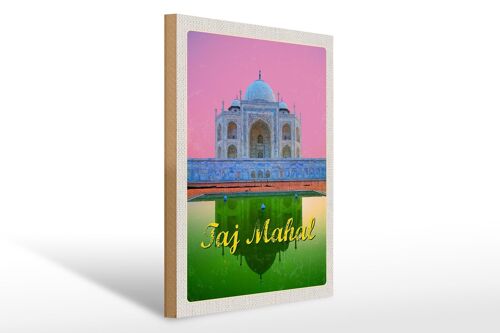 Holzschild Reise 30x40cm Indien Asien Taj Mahal Agra Yamuna