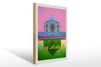 Panneau en bois voyage 30x40cm Inde Asie Taj Mahal Agra Yamuna 1
