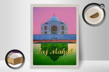 Panneau en bois voyage 30x40cm Inde Asie Taj Mahal Agra Yamuna 2