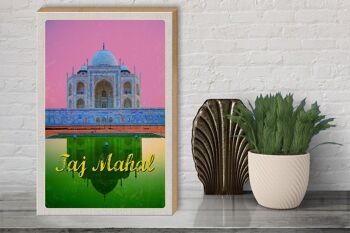 Panneau en bois voyage 30x40cm Inde Asie Taj Mahal Agra Yamuna 3