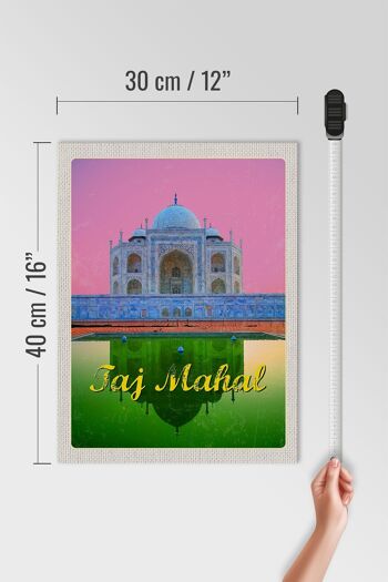 Panneau en bois voyage 30x40cm Inde Asie Taj Mahal Agra Yamuna 4