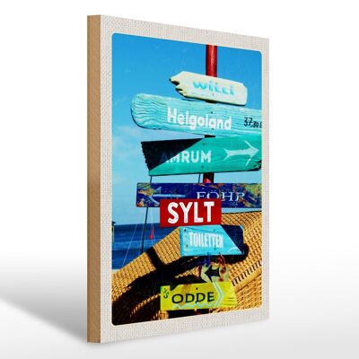 Cartello in legno da viaggio 30x40 cm Segnaletica dell'isola di Sylt in legno