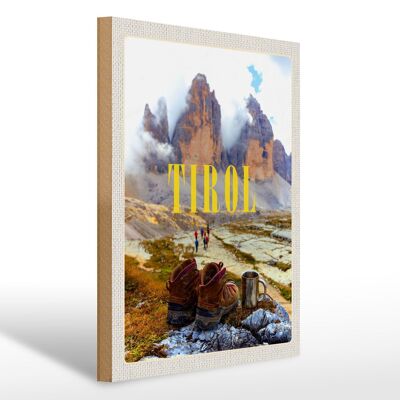 Wooden sign travel 30x40cm Tyrol hike shoes mountains