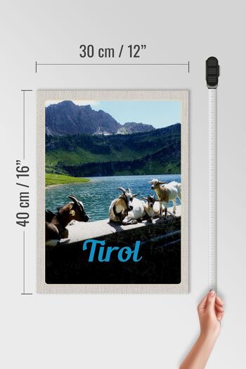 Panneau en bois voyage 30x40cm Tyrol Autriche chèvres eau nature 4