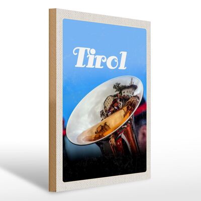 Cartel de madera viaje 30x40cm Banda de música del Tirol