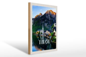 Panneau en bois voyage 30x40cm Ville du Tyrol sur les montagnes aquatiques 1