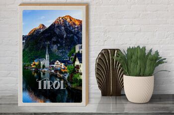 Panneau en bois voyage 30x40cm Ville du Tyrol sur les montagnes aquatiques 3
