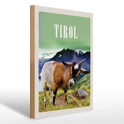Cartel de madera viaje 30x40cm Tirol Europa cabra montaña naturaleza bosque