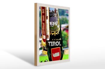 Panneau en bois voyage 30x40cm Symboles du Tyrol tradition de la nature verte 1