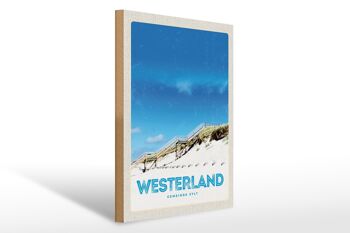 Panneau en bois voyage 30x40cm Passerelle plage Westerland Sylt 1