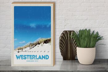 Panneau en bois voyage 30x40cm Passerelle plage Westerland Sylt 3