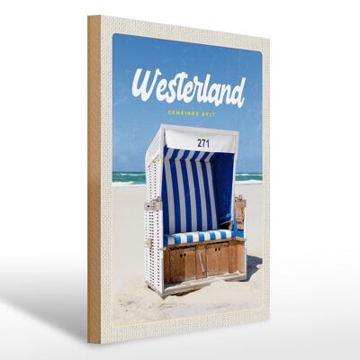 Cartello in legno da viaggio 30x40 cm Westerland Sylt