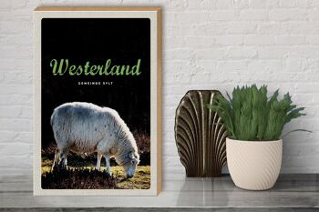 Panneau en bois voyage 30x40cm Westerland nature animaux mouton prairie 3
